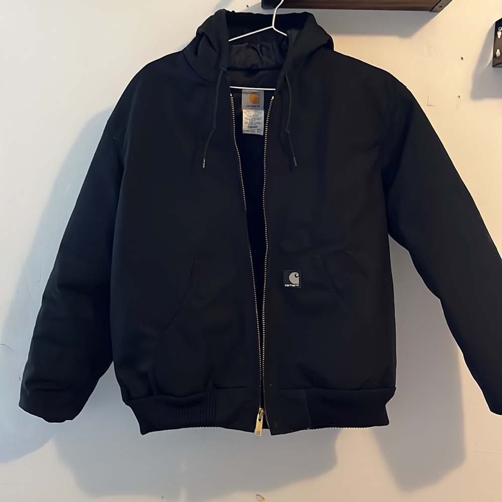 Carhartt Extremes Jacket J133 BLK SZ Medium Regular Workwear Hooded Quilt Lined